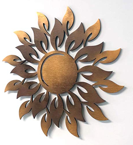 kh Teile Holz Wanddeko Sonne Flammen 40 cm Bronze Glanz Wandbild Dekoration Geschenk Wand Deko Wohnzimmer Balkon Garten Innen Außen Schlafzimmer etc..