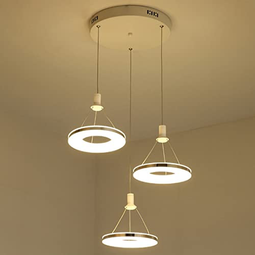 LED Pendellampe Modern Chrom Silber-Esszimmer Lampe Deckenbeleuchtung Rund Ring Verstellbar Design Esstischlampe Ø30cm Hängelampe Büro Wohnzimmer Küche insel Kronleuchter 3-flammig (Warmweißes Licht)