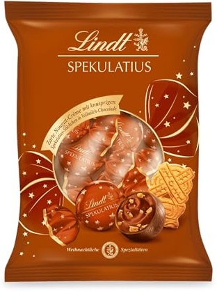 Lindt Schokolade | Spekulatius Doppeldreh Kugeln Beutel | 101g | 9 zarte Nougatcrème Kugeln mit knusprigem Spekulatius in Vollmilchschokolade | festliches Schokoladen-Geschenk zu Weihnachten