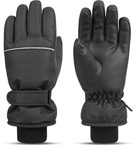 QKURT Kinder Ski Handschuhe, wasserdichte Winter Schnee Handschuhe, Winddichte Anti-Rutsch Snowboard Fäustlinge für Jungen und Mädchen 4-15 Jahre alt