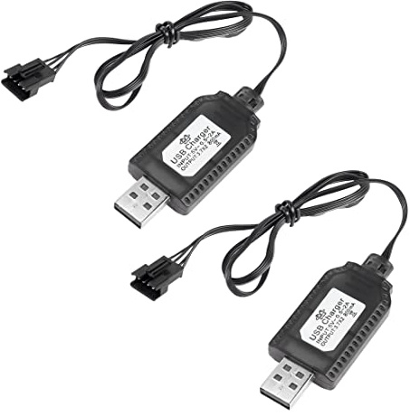 YACSEJAO 2 Pack 7.4V USB Ladekabel mit SM-4P Stecker für LiPo Akku RC Modellfahrzeug Buggy Auto LKW Boot