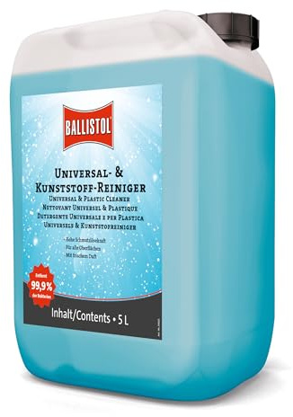 BALLISTOL 25434 Universal- und Kunststoffreiniger, Refill Kanister, 5 l | Reinigungsmittel, löst Ruß, Fett, Öl und Nikotin, für Kunststoff, materialschonend