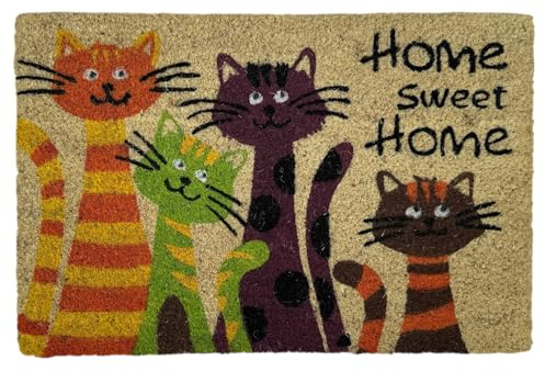 CSN Fußmatte Kokosmatte Kokos Fussmatte Innen 40 x 60 cm (Home Sweet Home Katze)