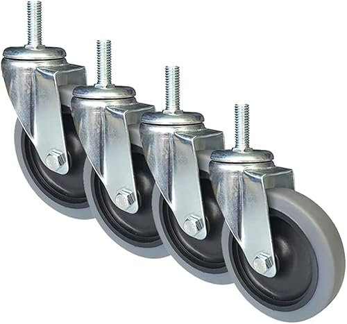 AZICYN Lenkrollen, 3 Zoll, feststellbare Lenkrolle, M12-Gummischaft-Lenkrollen mit Bremse, robuste Industrierolle, für Möbel und Werkbank, 4er-Set (Drehgelenk 100 mm)