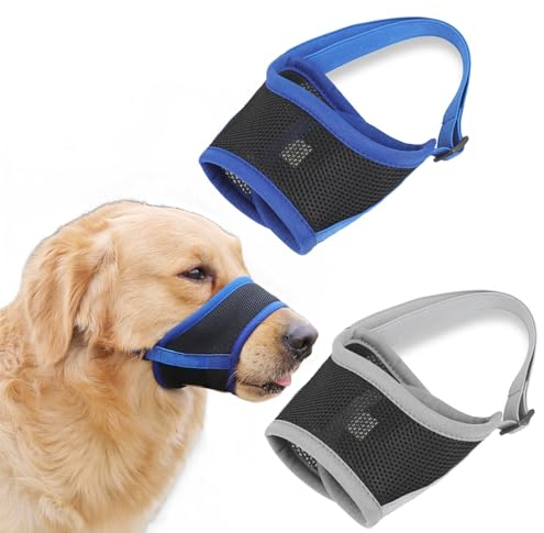 2 Stück Maulkorb für Hunde, Atmungsaktiv, Verstellbare Schlaufe, Für Kleine, Mittelgroße Hunde, Ermöglicht Hecheln und Trinken, Verhindert Beißen, Bellen und Kauen, M