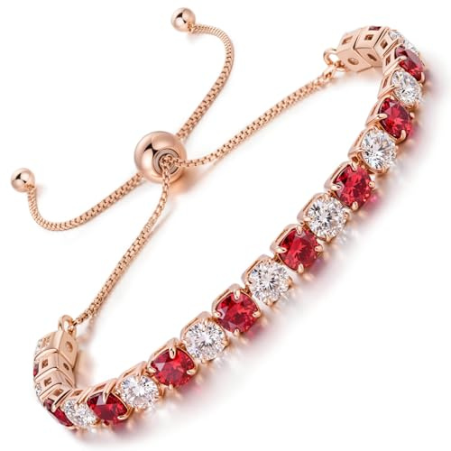 LOVANS Tennisarmband Damen mit 4/5/6 mm Zirkonia Kristall, 18K Vergoldet/Roségold/Silber Armband passt zu Handgelenken von 8-22 cm - Geschenk für Frauen, Mädchen & Mama