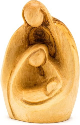 Zuluf Sehr kleine Holzschnitzerei der Heiligen Familie – Josef, Jungfrau Maria und Jesus, ideales religiöses Geschenk, Einweihungsfeier und neues Zuhause, 7,9 cm