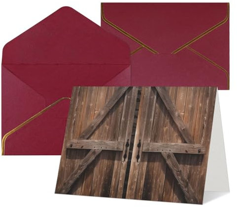 Vintage Holz Scheunentür Dankeskarten mit Umschlägen Blanko Geburtstagskarte Muttertagskarte Hochzeit Weihnachten Halloween Grußkarten Niedliche Blanko-Notizkarten Alle Anlässe Grußkarten