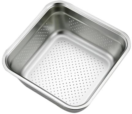 LIFKOME Bacinella Per Lavaggio Verdure in Acciaio Spesso Grande Capacità Per Lavare Frutta e Verdura Scolapasta Da Cucina Forma Quadrata Salvaspazio