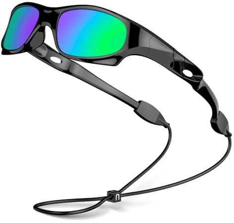 VATTER Kids Polarized Sunglasses UV400 Protection for Boys Girls Shatterproof Lightweight Baseball Sports Glasses for Outdoor 816 black green lenses