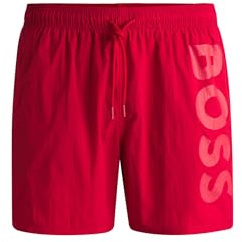 BOSS Snabbtorkande badshorts för män med gradientlogotyp, Ljus röd 620, L