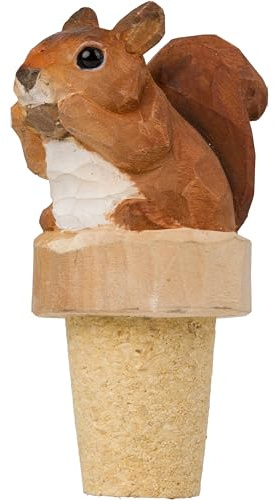 WG4990 Flaschenverschluss Eichhörnchen - Dekorativer Handgeschnitzter Flaschenverschluss