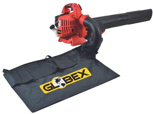 GLOBEX Aspiratore Soffiatore a Scoppio, GX 26 SO 3 in 1, Motore a Due Tempi, Soffia, Aspira, Tritira, Serbatoio lt. 0,45, Euro 5, Ideale per Ripulire Cortili, Giardini, Angoli di Casa
