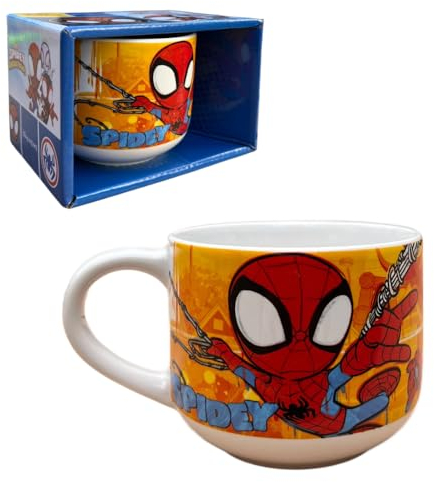 CARTOON Tazza da colazione modello jumbo Spidey Marvel tazza per bambini in ceramica 380 ml con scatola