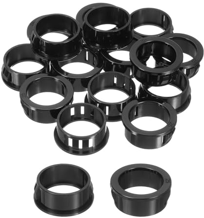 sourcing map Cable Snap Bushing Grommets, 26Pcs 25mm/0.98 Mounting Dia Nylon Snap Bushing Grommet, Round Snap in Cable Hose Bushing for Various Cables Tubes Wire, Black