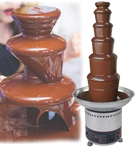 Fuente de chocolate fondue Fuente De Chocolate Eléctrica De 5/6 Niveles, Máquina De Derretir Fondue En Cascada De Acero Inoxidable For Delicias Dulces, Frutas, Frutos Secos O Fiestas, Bodas, Cocina, C