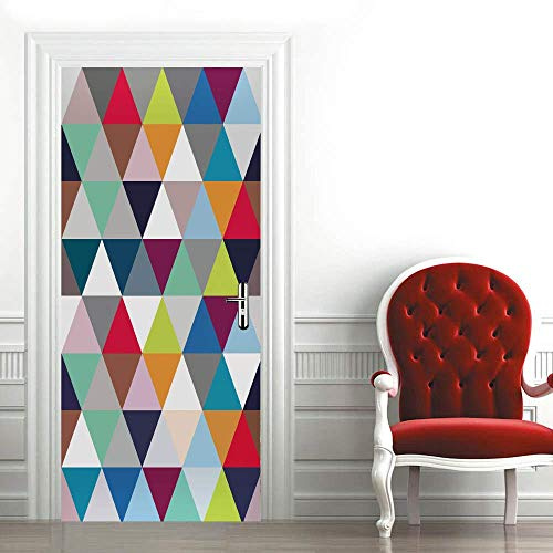 Adesivi per Porte Interne 3D Carta Parati Porta Fotomurali Poster Wallpaper Sticker Murale Parete Autoadesiva per Camera da Letto Soggiorno decorativi 77x200 cm Triangolo
