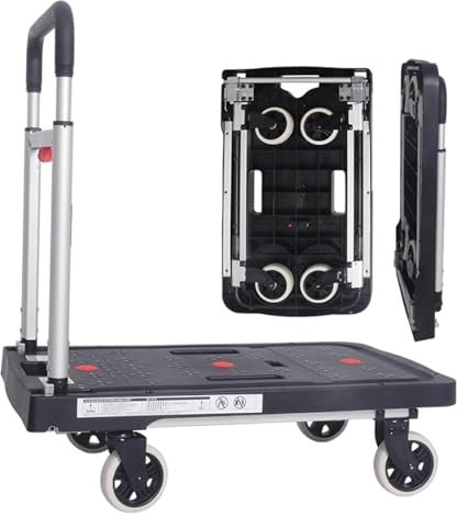 QCKNKMGG Chariot à roulettes pivotant à 360 degrés Chariot Chariot à Plate-Forme Chariot à Plate-Forme en métal avec 4 Roues Chariot Pliable Chariot Mobile Portable Chariot à Plate-Forme fiable