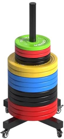 Hantelscheibenständer Rollender olympischer Hantelscheibenständer – 1,9/0,8 Zoll Lochdurchmesser, vertikaler professioneller Langhantel-Stoßstangenplatten-Halter – unterstützt 500 kg(0.8in-Diameter of