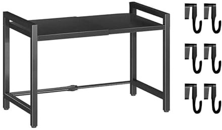 Multifunctional Kitchen Rack for Microwave Ovens Expandable Designs with Hooks Heavy Load Carbon Steel Organizers