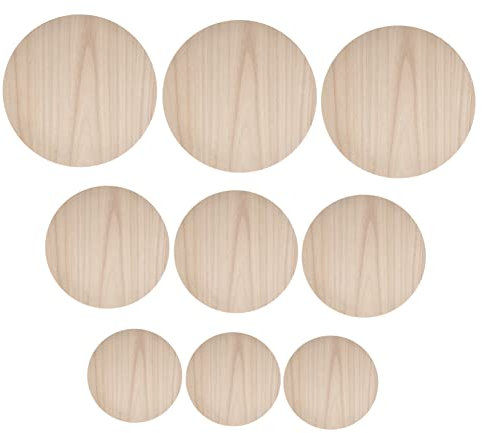 STOBOK 9stücke Unbemalte Holzscheiben Für -bastelprojekte Runde Holzplatten Für Hochzeitsdekoration Verschiedene Für Malerei Und Kreative Bastelideen