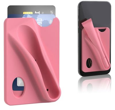 MOPZIJA Lipgloss-Schutzhülle für Handy, lipgloss handyhülle，handyhülle lipgloss halter，Lippenhalter, zum Aufkleben, kompatibel mit iPhone, Samsung, Galaxy, Smartphones, mit Karte holder (Rosa)