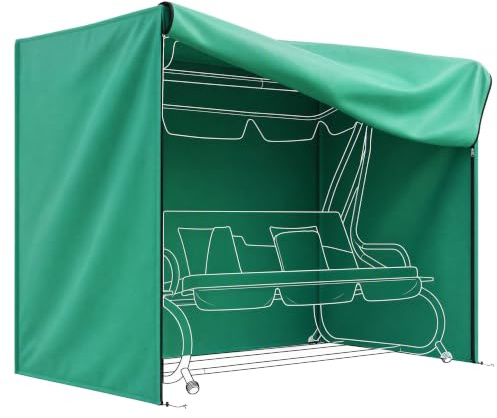 Outsunny 3 Seater Garden Swing Cover Waterproof 220 x 125 x 172cm Green | Swing Chair Cover, Windproof, Anti-UV 420D, Outdoor Swing Bench Cover, Zip