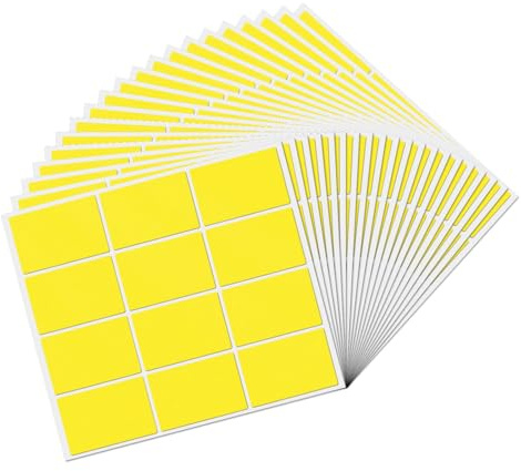 YIKIADA 240 Stück Gelb Rechteckig Etiketten 50 × 76 mm Vinyl Klebe Beschreibbar Selbstklebend Wasserdicht Aufkleber für Name Tags Adresse Umzug Büro