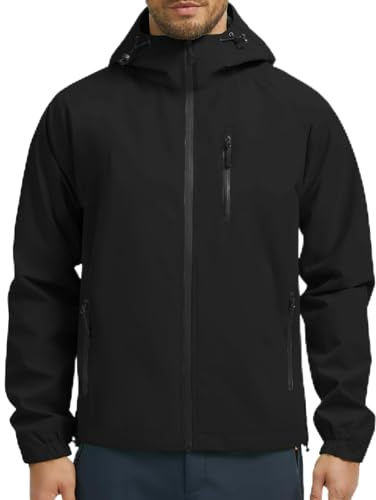 UMIPUBO Hombre Chaqueta Impermeable Cortavientos Exteriores Lluvia Abrigo Ligero Reflectante Transpirable Capucha Plegable Senderismo Para Correr, Senderismo Vientos Cazadora