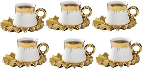 12-Piece Cappuccino Cup and Saucer Set, Porcelain Espresso Coffee Cup Set for 6 People, 3.5oz/100ml Afternoon Tea Set, Ceramic Mugs Coffee Tea Service Tableware, Espresso Cup, Cappuccino Cup for Home
