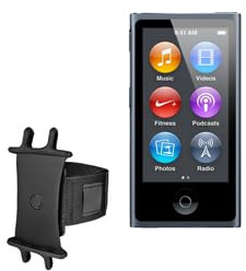 BoxWave Holster kompatibel mit iPod Nano (7. Generation 2012) – ActiveStretch Sportarmband, verstellbares Armband für Workout und Laufen – Tiefschwarz