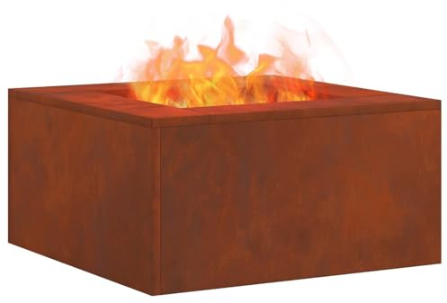vidaXL Focolare Marrone 60 x 60 x 30 cm, Focolare da Esterno, Portatile e Rettangolare, Calore duraturo per Incontri, Stile Perfetto per patii
