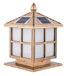 Solar Outdoor Post Light, Aluminum Waterproof IP65 Exterior Garden Villa Gate Courtyard Aisle Porch Bollard Pillar Light, Decoration Parks Community Lawn Post Lantern, Column Lamps Made in China