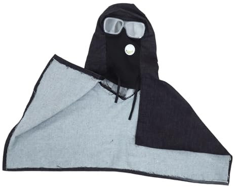 SMASOLO Denim Shawl Protective Hood Integrated Safety Goggles for Sandblasting Spraying Cutting and Woodworking Comfortable and Comprehensive Coverage