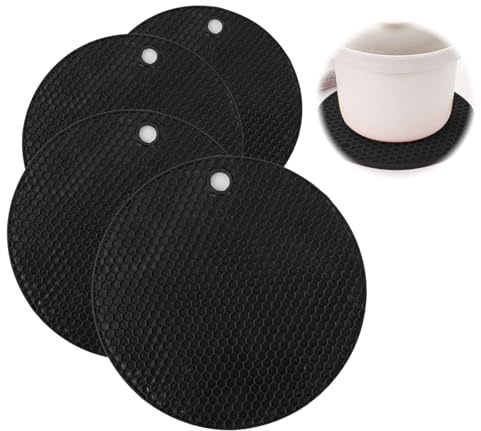 Set de 4 Dessous de Plat Silicone, Résistants à la Chaleur jusqu'à 230°C, lavables au Lave, Antidérapants, Lavables au Lave-Vaisselle - Idéaux pour Casseroles, Poêles et Plats Chauds