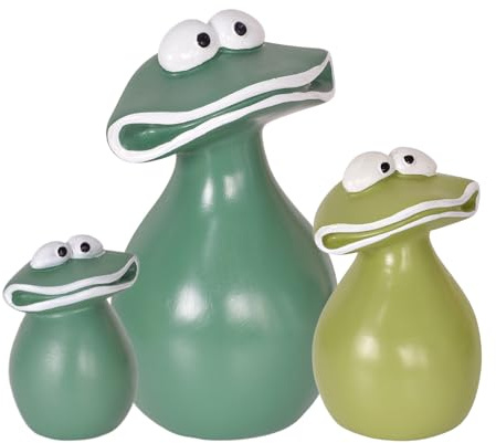 Luxvara Deko Garten Frosch Figuren, 3 Stück Gartendeko Statue, Tiere Ornament Gartenfigur für Außen, Harz Statue Garten für Hof Bauernhof Balkon Wohnzimmer Office