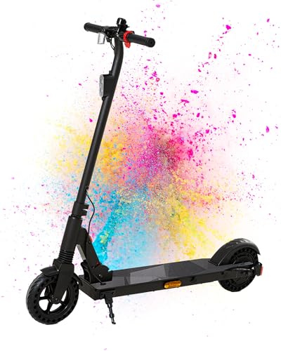 QNQ Trottinette Électriques, Moteur 500W Peak, 8'' Pneus Solides, Scooter Électrique Pliable, 25KM/H Max, Autonomie de 15-20km, Batterie 36V 4Ah, Trottinettes pour Enfants/Adolescents (Noir)