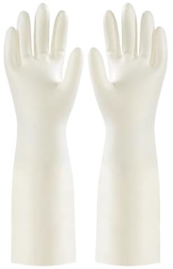 IRGVJIFR Cleaning Gloves White Nitrile Gloves Extended And Durable For Kitchen Washing Waterproof Household Cleaning Tools Home Accessories(H32 thicken,L)