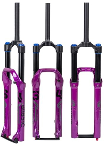 HZXQCVB MTB-Luftgabel 26 27,5 Zoll Mountainbike-Federgabel Federweg 140mm 1-1/8 Gerades/konisches Rohr Vorderradgabel Einstellbare Zugstufe QR 9X100MM(Purple,26'' Straight)
