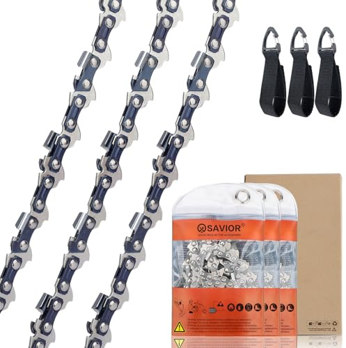 Savior 3-Pack Chainsaw Chain for 18 Inch (45cm) Bar, 62 Links, .050 Gauge, 3/8 LP Pitch, Compatible with Oregon, Bosch AKE 45 S, Husqvarna, Ryobi and More