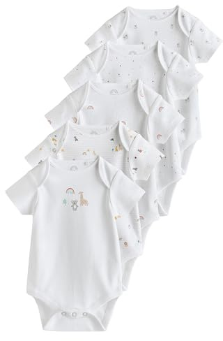 NEXT Nyfödda unisex 5-pack kortärmade babybodys White Character 56