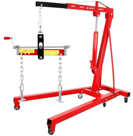 Hydraulic Engine Hoist - 2 Ton Capacity, Folding Design, 6 Casters for Easy Mobility, Ideal for Workshops, Garage and Warehouse Use
