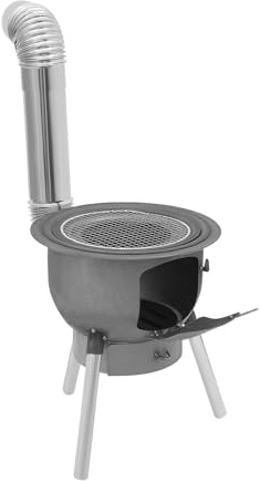 Estufa de tienda de campaña, estufa de leña portátil, estufa de camping con tubo de chimenea y patas, estufa de cohetes para camping, senderismo, picnic y barbacoa (3 anillos)
