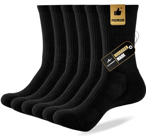 Niorasen Strumpor Herrar, Damer 35-38, 43-46, 39-42, 47-50. 6 Par Vinterstrumpor I Andningsbar Bomull: Vandrings-, Sport-, Trekkingsockar. Varma, Vadderade, Högpresterande Löpar- Och Tennissockar