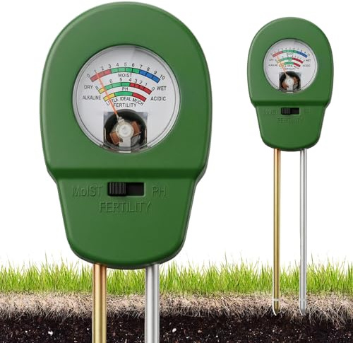 3 in 1 Bodentester Boden PH-Messer & Feuchtigkeitsmesser – Bodenmessgerät für Feuchtigkeit, Fruchtbarkeit & pH Wert, Feuchtigkeitsmessgerät Pflanzen, für Pflanzen, Garten, Rasen, Landwirtschaft