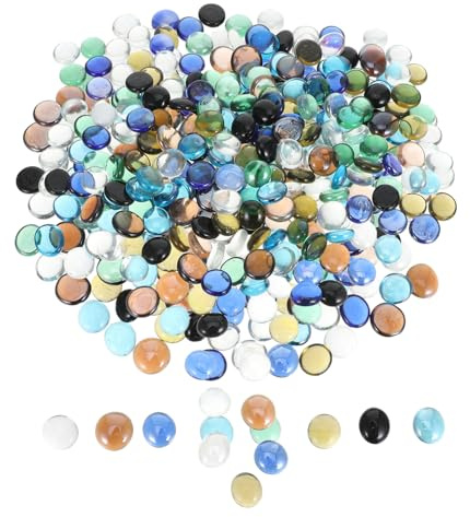 TOYANDONA Ciottoli di Vetro Trasparenti Piatti 17-19 Mm Resistenti allo Sbiadimento alle Macchie d'Acqua per Decorazioni in Acquari e Paesaggi in Miniatura Colore Casuale