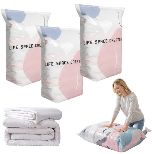 Vacuum Storage Bags, 2026 New Vacuum Pack Bags for Clothes, for Clothes Duvet Travel and Home Comforters Blankets Bedding Compression, Space Saver (3pcs, 100x80x30cm)