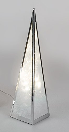 Formano Pyramid with Lighting Rotary Motor and Star Foil Metal Silver Illuminated Christmas Winter Decoration (45 cm)