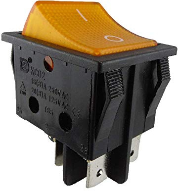 Einbau Wippschalter, 2 polig (4pin) 16A 250~28.5 * 21.9mm Gelb Beleuchtet (2)