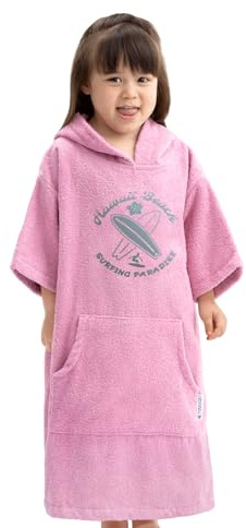 HOMELEVEL Badeponcho für Kinder und Teenager - Poncho Handtuch für Strand Schwimmbad - Surfponcho mit Kapuze - Bademantel für Jungen und Mädchen